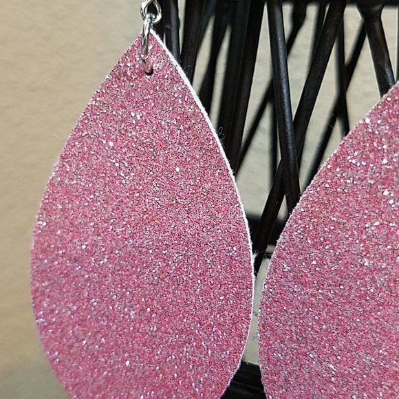 Fine Glitter Faux Leather Earrings - Picture 2 of 3